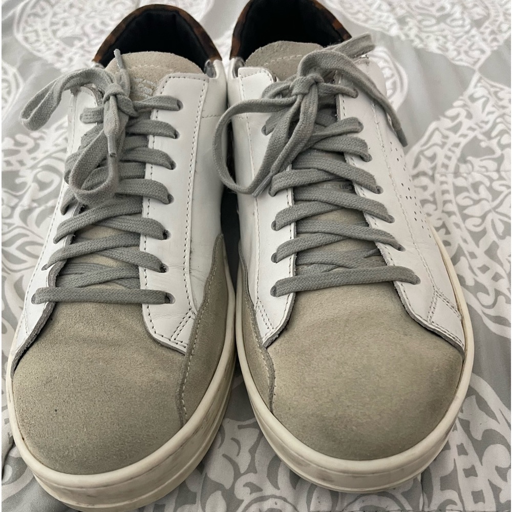 P448 white with leopard sneakers size 7